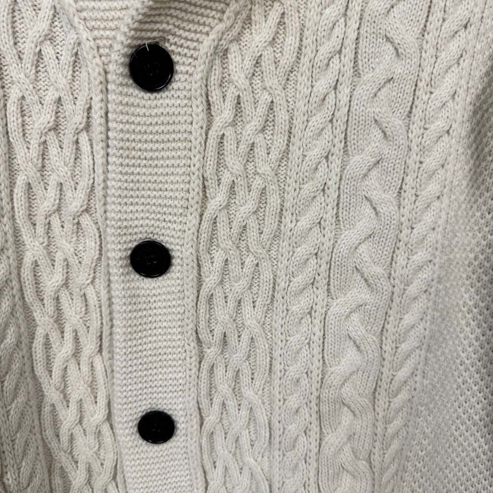Zara Man Cream Cable Knit Shawl Collar Cardigan Sweater Size XL - Picture 2 of 5